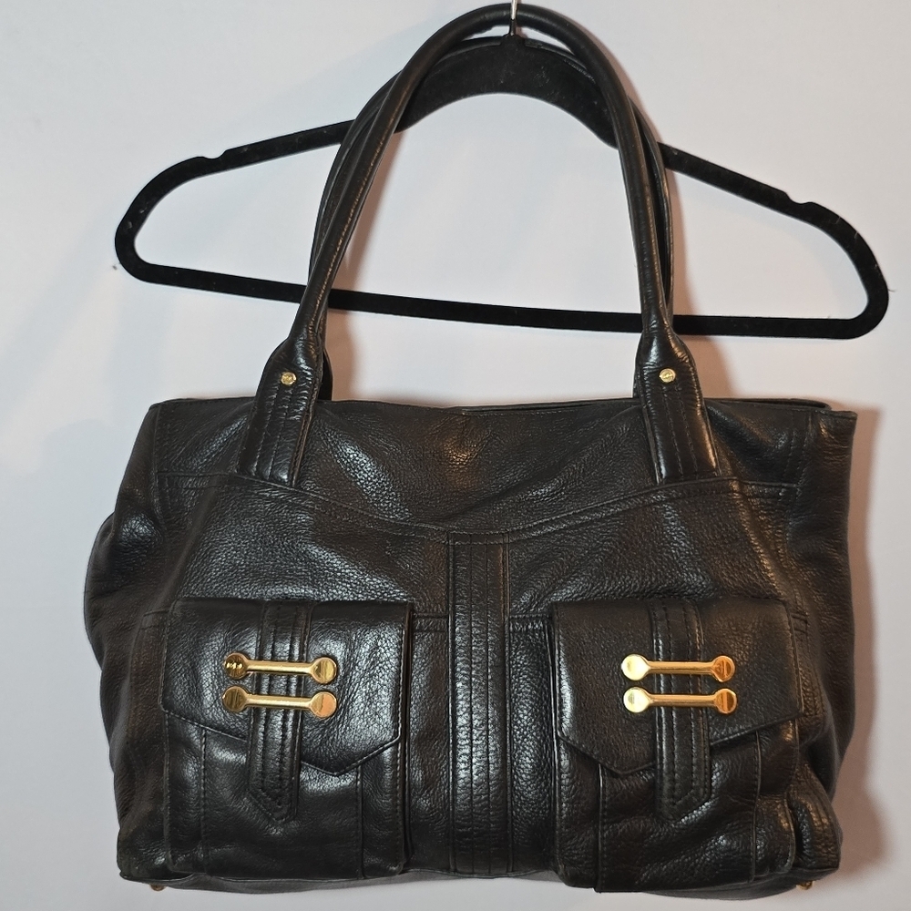 Lauren Ralph Lauren Genuine Leather Shoulder Tote Bag Brown Gold Luxury Purse